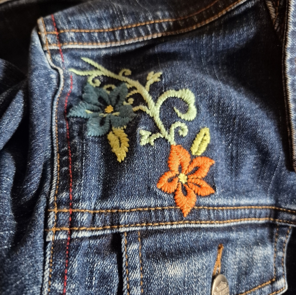 Embroidered Floral Blue Jeans